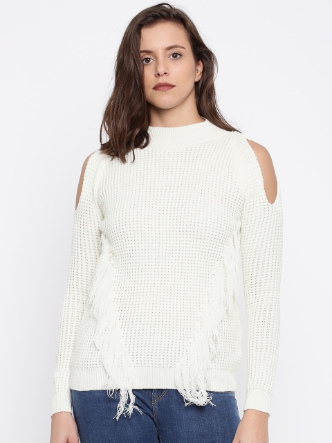 

Deal Jeans Women White Solid Sweater