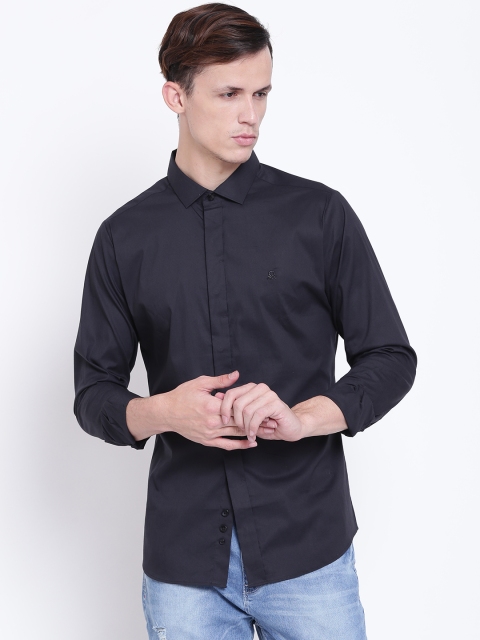 

United Colors of Benetton Men Black Regular Fit Solid Casual Shirt
