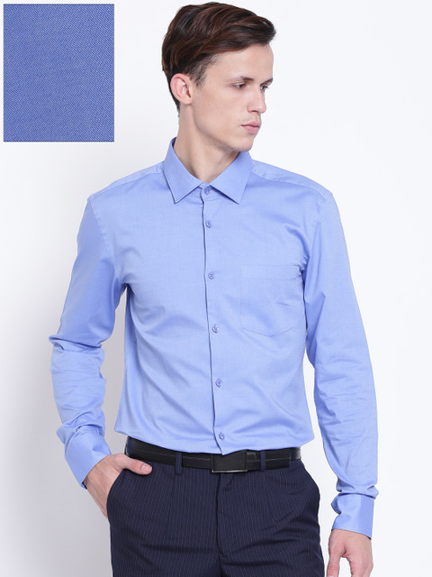

United Colors of Benetton Men Blue Regular Fit Solid Formal Shirt