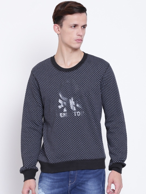 

United Colors of Benetton Men Black & Blue Printed Sweatshirt