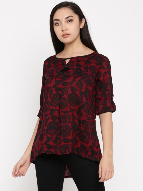 

Global Desi Women Black Printed High-Low Top