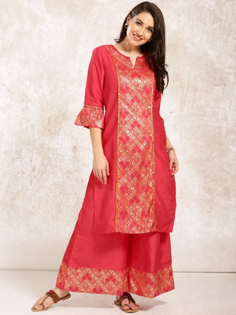 

Anouk Women Red Printed Kurta with Palazzos