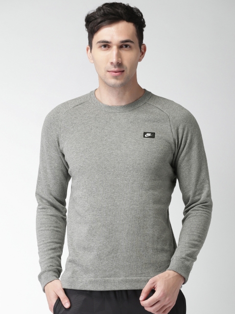 

Nike Men Grey Melange Solid AS M NSW MODERN CRW FT Sweatshirt