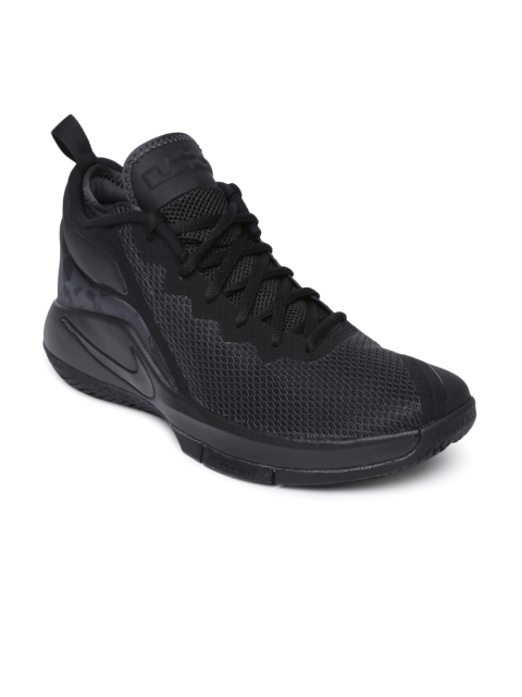 

Nike Men Black Textile LEBRON WITNESS II Mid-Top Basketball Shoes