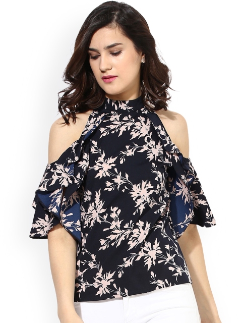 

Besiva Women Navy Blue Printed Top