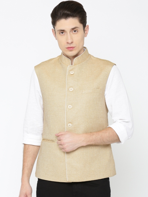 

Raymond Men Beige Self Design Contemporary Fit Nehru Jacket