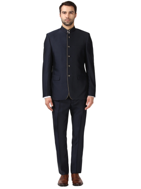 

Raymond Men Blue Single-Breasted Regular Fit Ethnic Bandhgala Suit