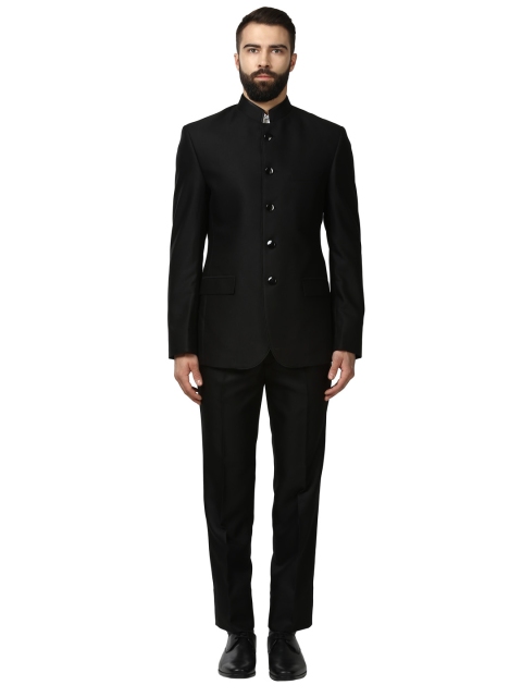 

Raymond Men Navy Single-Breasted Regular Fit Ethnic Bandhgala Suit, Black