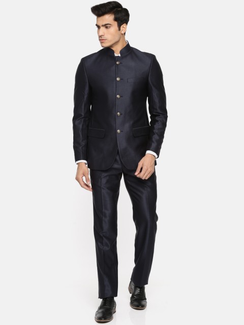 

Raymond Men Navy Blue Solid Single Breasted Contemporary Fit Bandhgala Suit