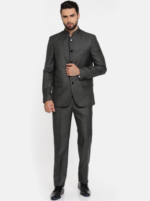 

Raymond Grey Solid Single Breasted Contemporary Fit Bandhgala Suit