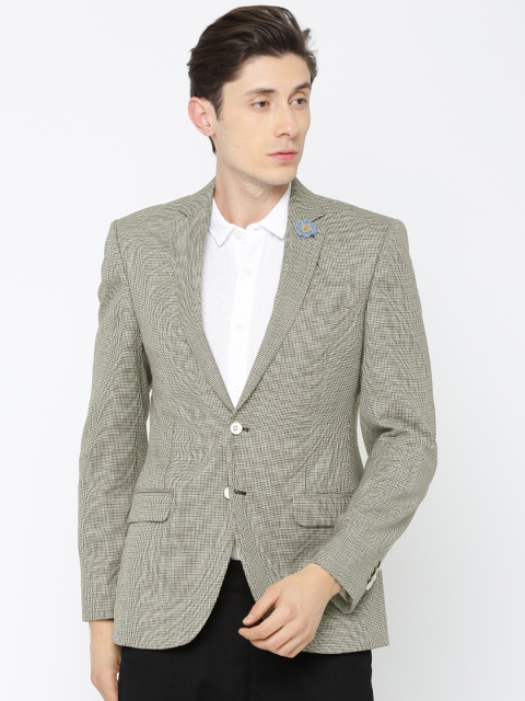 

Raymond Black & Off-White Self-Design Slim Fit Formal Blazer, Blue