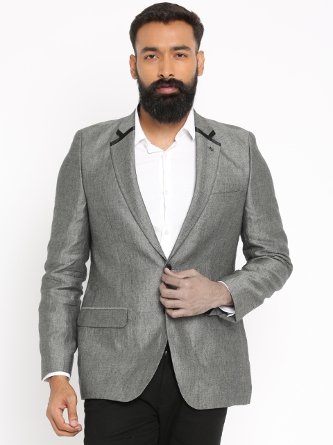 

Raymond Grey Single-Breasted Tailored Contemporary Fit Linen Party Blazer