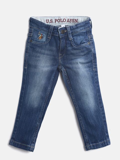 

U.S. Polo Assn. Kids Boys Blue Regular Fit Mid-Rise Clean Look Jeans