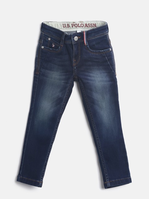 

U.S. Polo Assn. Kids Boys Blue Regular Fit Mid-Rise Clean Look Jeans