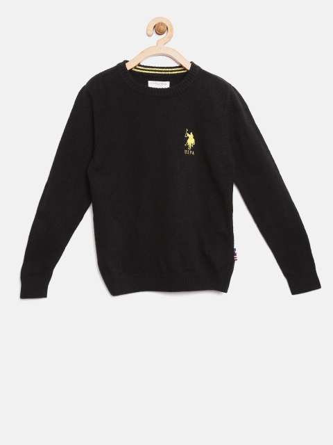 

U.S. Polo Assn. Kids Boys Black Solid Pullover