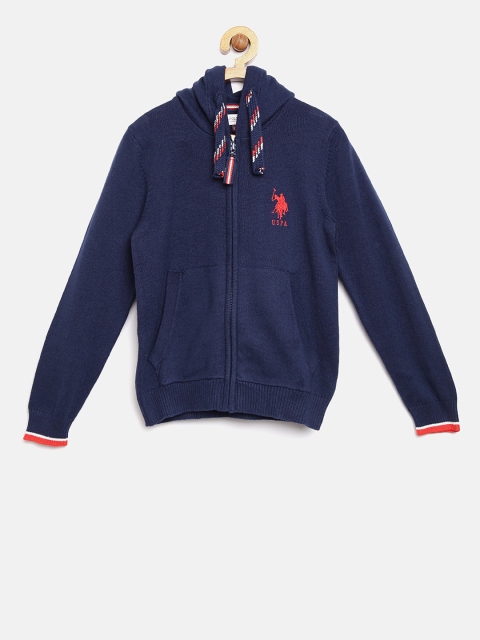

U.S. Polo Assn. Kids Boys Navy Blue Hooded Cardigan