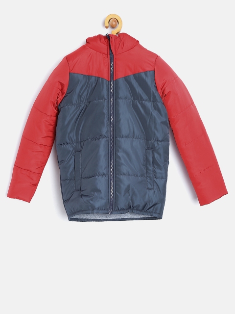 

Fame Forever by Lifestyle Boys Navy & Red Colourblocked Hooded Padded Jacket, Navy blue