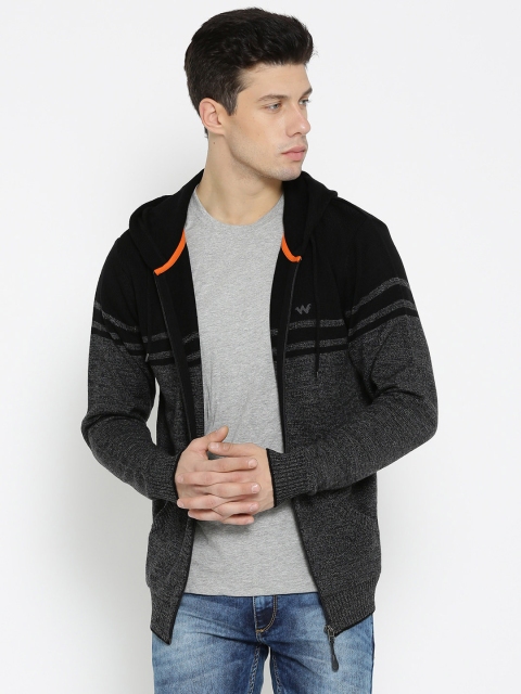 

Wildcraft Men Charcoal & Black Colourblocked Z Hooded Cardigan