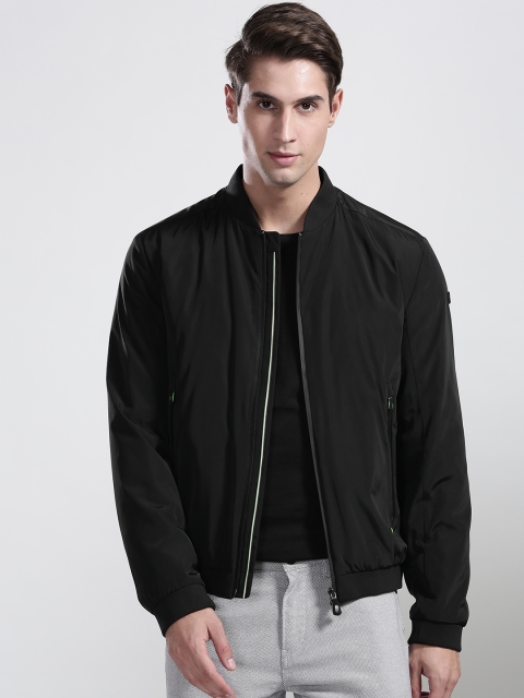 

BOSS Green Men Black JOMBER Solid Water Resistant Bomber Jacket