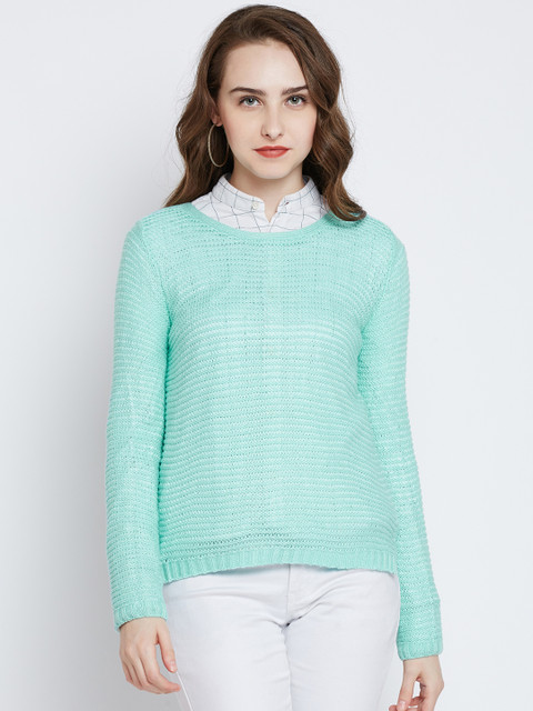 

RARE Women Sea Green Self Design Pullover