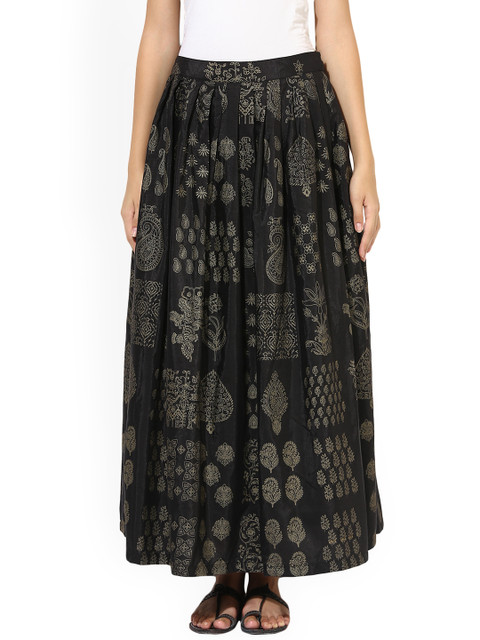 

Juniper Women Black & Gold Printed Skirt