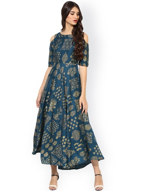 

Juniper Women Teal Printed Maxi Dress