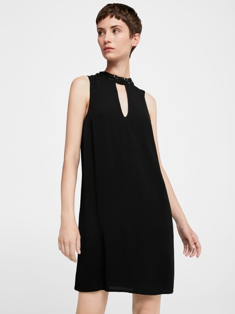 

MANGO Women Black Solid A-Line Dress
