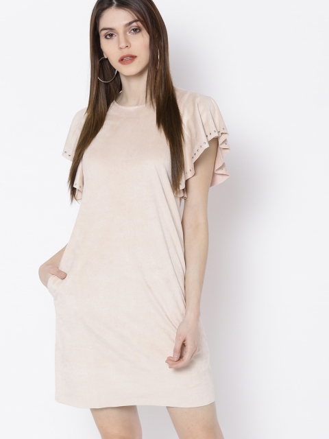 

MANGO Women Peach-Coloured Solid A-Line Dress