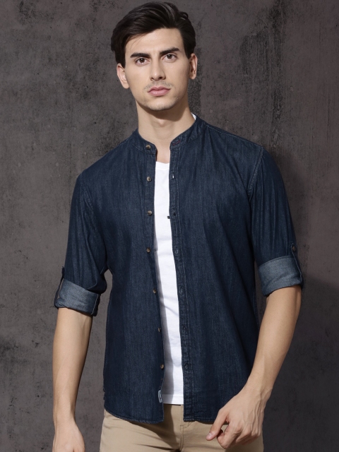 

Roadster Men Blue Regular Fit Solid Denim Shirt