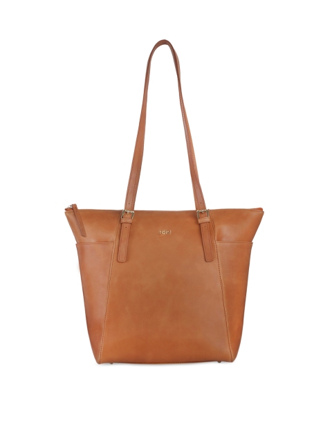 

tohl Tan Brown Solid Leather Tote Bag