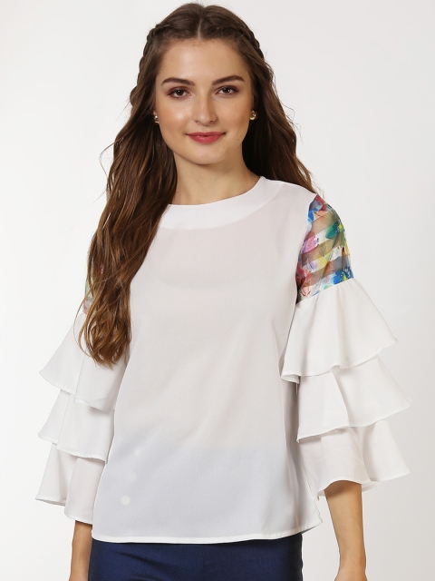 

SASSAFRAS Women Off-White Solid Top