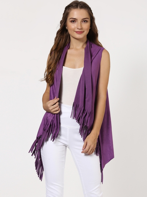 

SASSAFRAS Women Purple Open Front Shrug