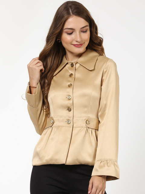 

SASSAFRAS Women Beige Solid Tailored Jacket