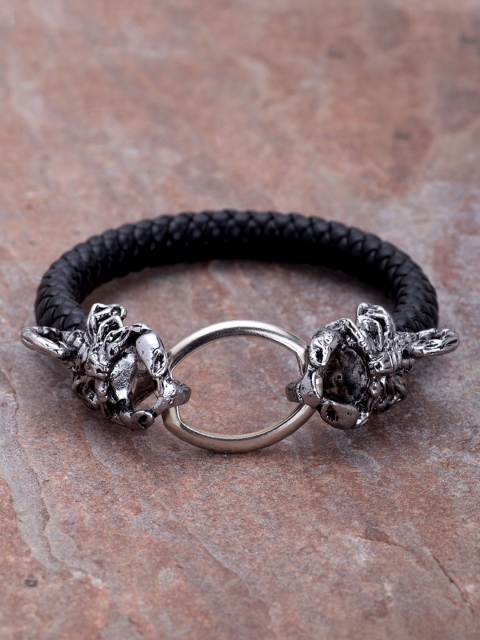 

Dare by Voylla Men Silver-Toned & Black Bracelet