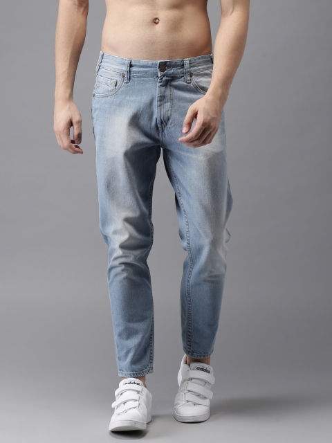 

HERE&NOW Men Blue Slim Fit Mid-Rise Clean Look Cropped Jeans