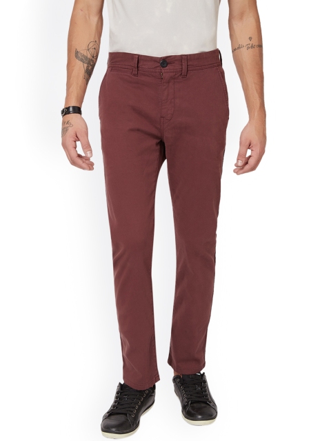 

Breakbounce Men Burgundy Smart Slim Fit Solid Chinos