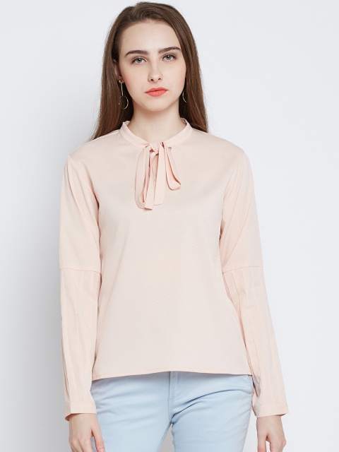 

Marie Claire Women Peach-Coloured Solid Top