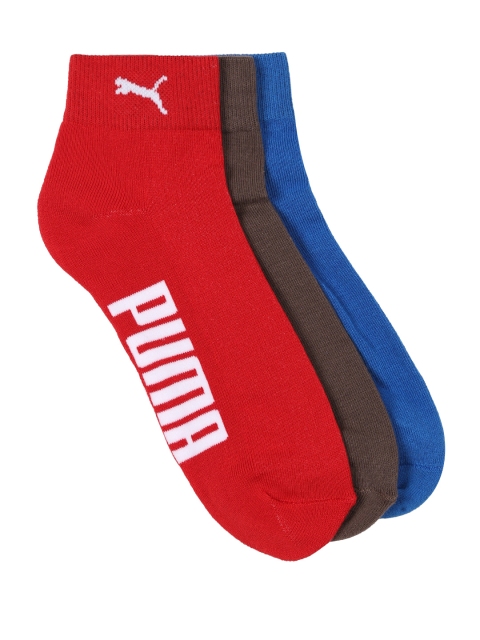 

PUMA Unisex Set of 3 Ankle-Length Socks, Red