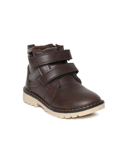 

Kittens Boys Brown Solid Synthetic Leather High-Top Flat Boots