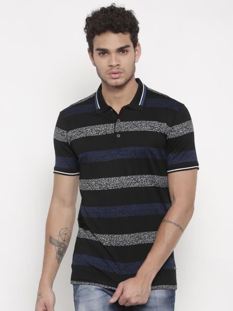 

Status Quo Men Black & Blue Striped Polo T-shirt