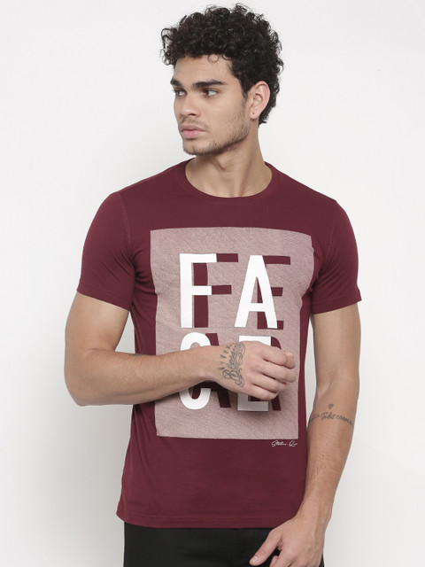 

Status Quo Men Maroon Printed Round Neck Pure Cotton T-shirt