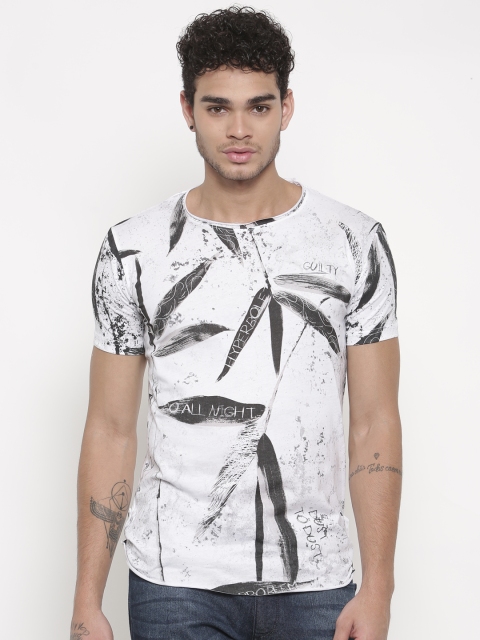 

Status Quo Men White Printed Slim Fit Round Neck T-shirt