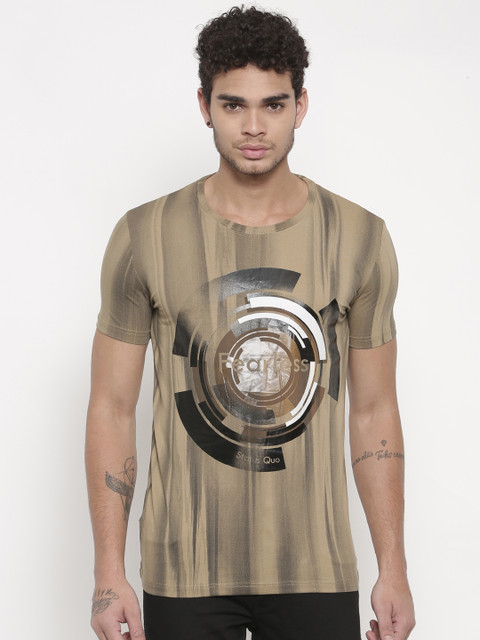 

Status Quo Men Khaki Printed T-shirt