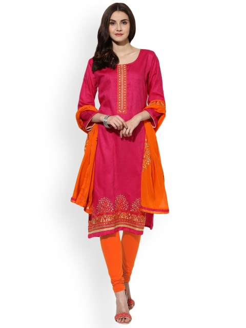 

Saree mall Pink & Orange Silk Blend Unstitched Dress Material