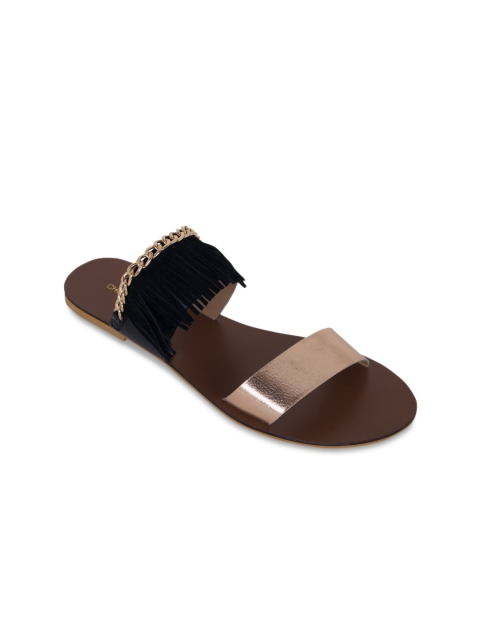 

Chumbak Women Black Solid Synthetic Open Toe Flats