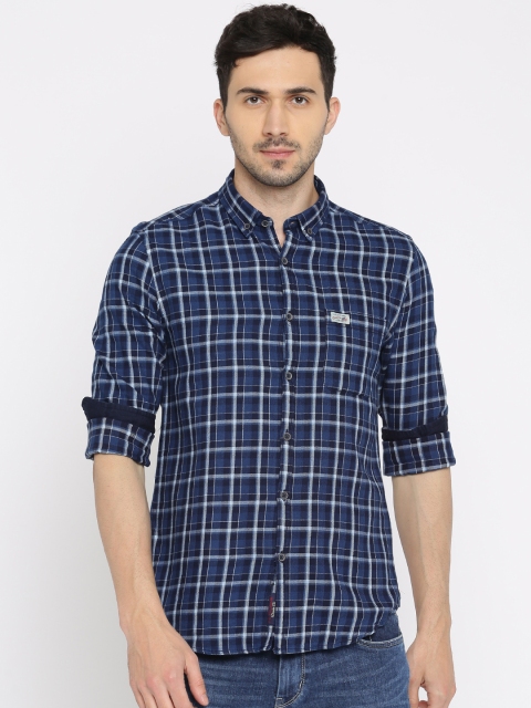 

U.S. Polo Assn. Denim Co. Men Blue & White Regular Fit Checked Casual Shirt