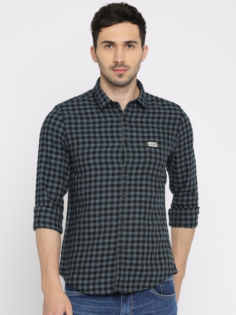 

U.S. Polo Assn. Denim Co. Men Black & Grey Tailored Fit Checked Casual Shirt