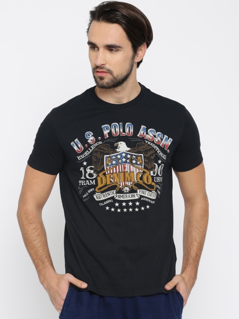 

U.S. Polo Assn. Denim Co. Men Black Printed Round Neck T-Shirt