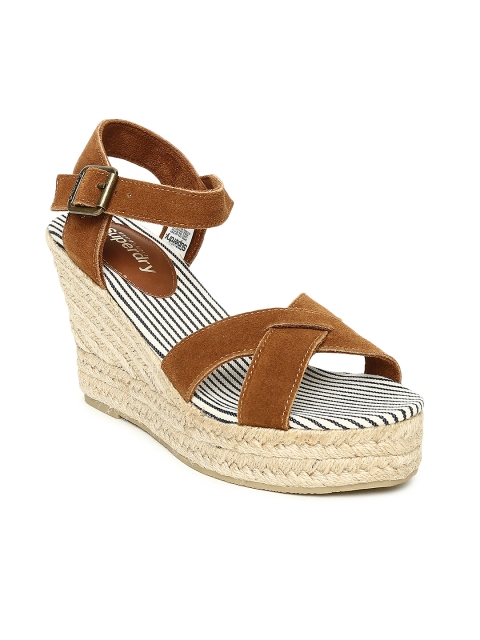 

Superdry Women Tan Brown Leather Solid Wedges