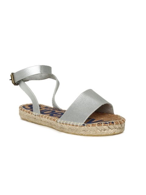 

Superdry Women Silver-Toned Solid Open Toe Flats